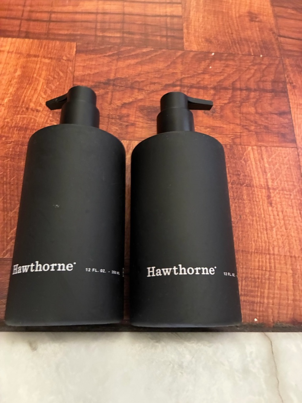 Hawthorne Matte Black Pump Bottles - Set of 2 Fragrance Free Nourishing Body Lit